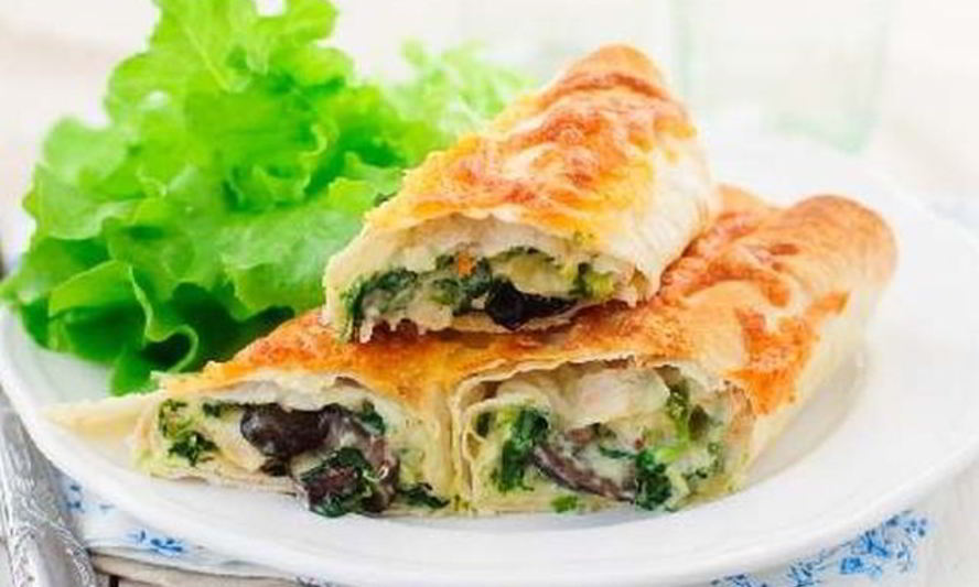 Рецепт творожного рулета с грибами