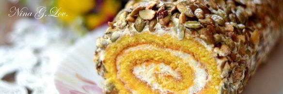 тыквенный рулет с карамелизированными тыквенными семечками