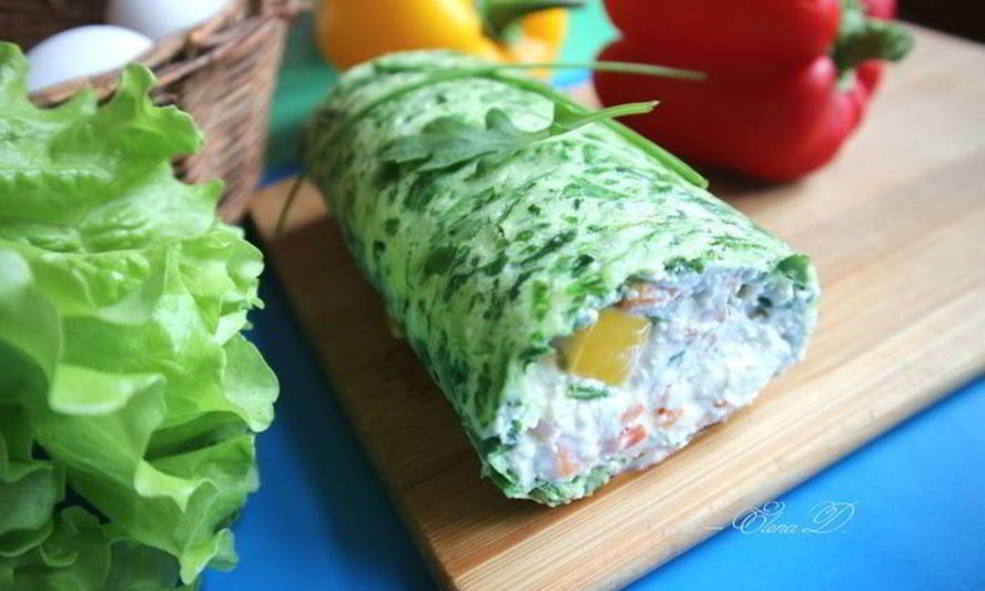 Рецепт зеленого рулета на белках