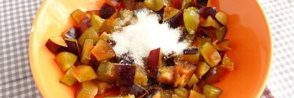 песочные тарталетки с пудингом и сливой