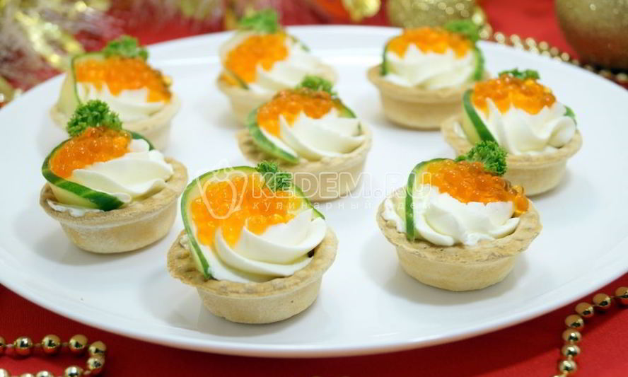 Рецепт тарталеток с красной икрой праздничные