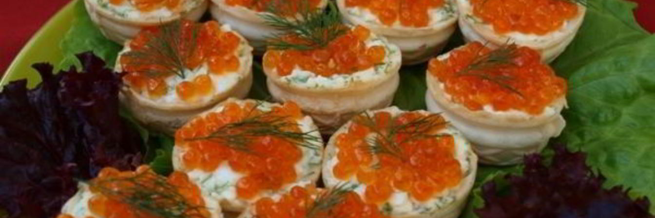 Тарталетки с красной икрой