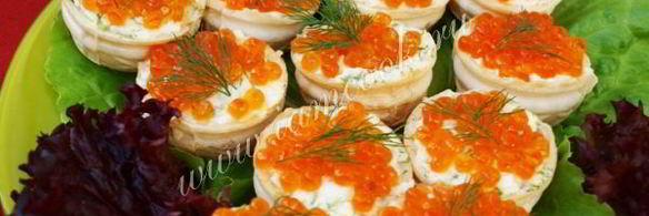 тарталетки с красной икрой