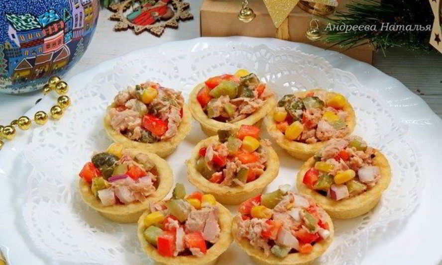 Рецепт тарталеток с салатом из тунца