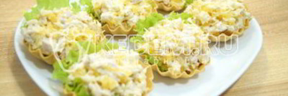 тарталетки с салатом мандариновый рай