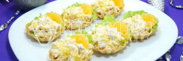 тарталетки с салатом мандариновый рай