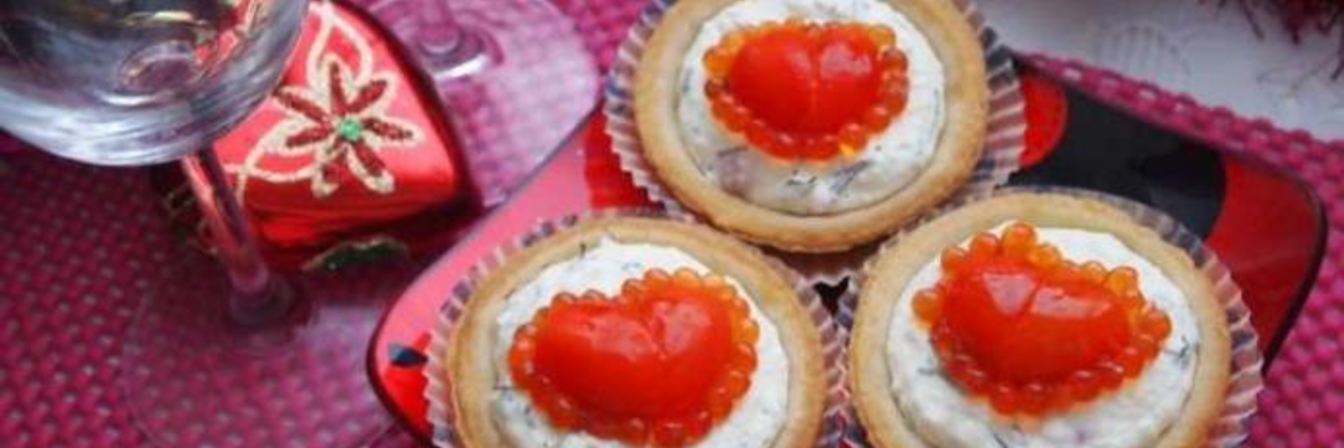 Закуска в тарталетках с несладкой начинкой для влюбленных