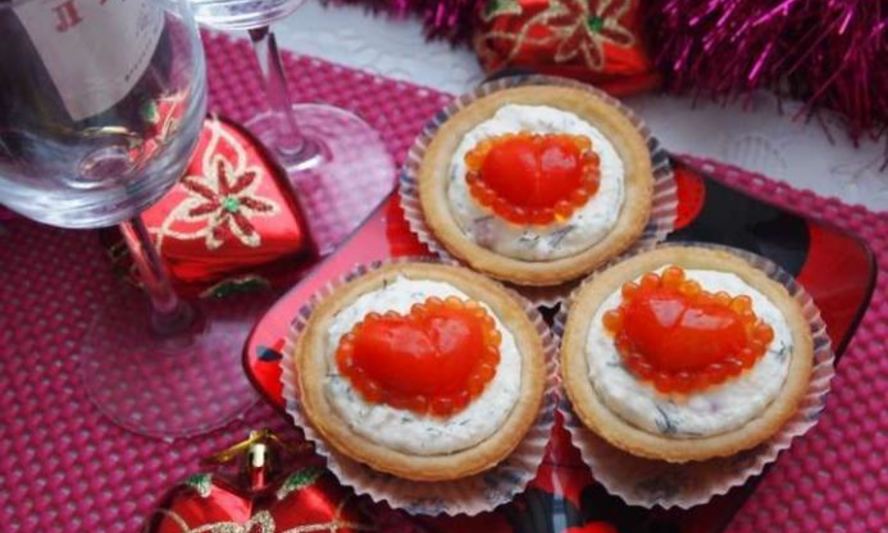 Рецепт закуски в тарталетках с несладкой начинкой для влюбленных