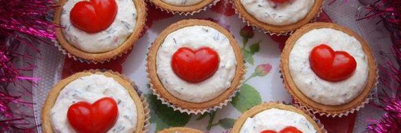 закуска в тарталетках с несладкой начинкой для влюбленных