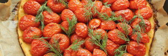 картофельный тарт с черри и укропом