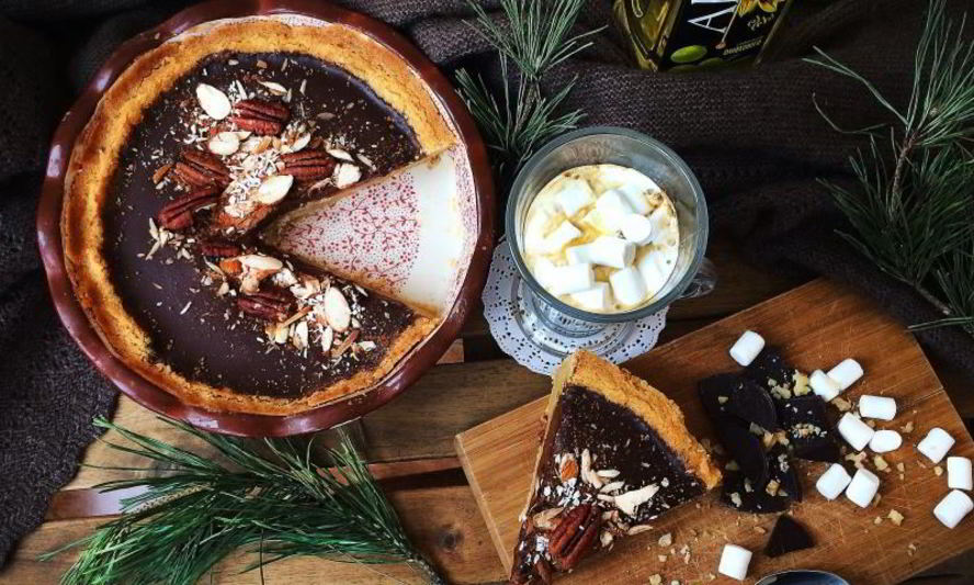 Рецепт кофейных оттенков — миндального тарта с шоколадным ганашем