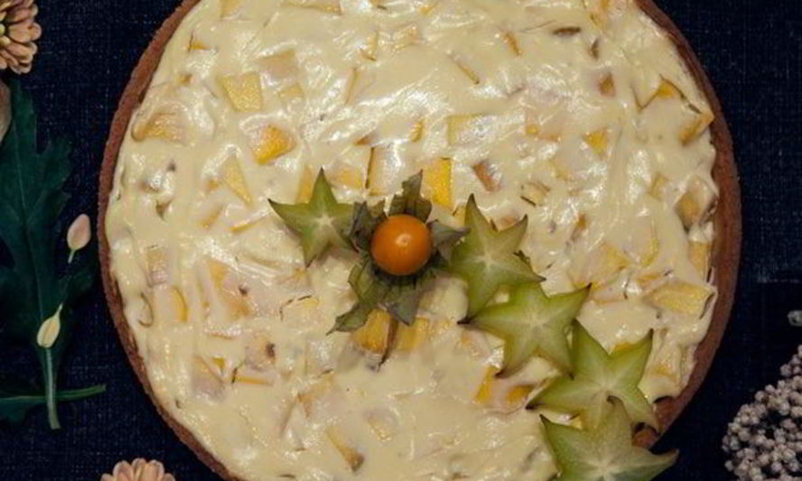 Рецепт нежного творожного тарта с манго