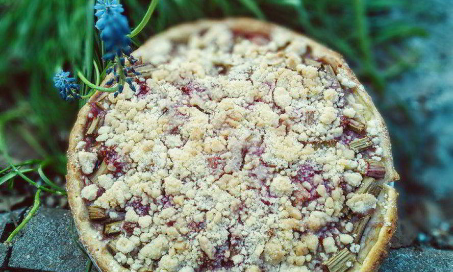 Рецепт ревеневого тарта с ванильным пудингом и штройзелем