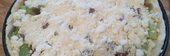 ревеневый тарт с ванильным пудингом и штройзелем