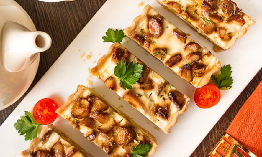 Рецепт тарта с белыми грибами и луком-пореем