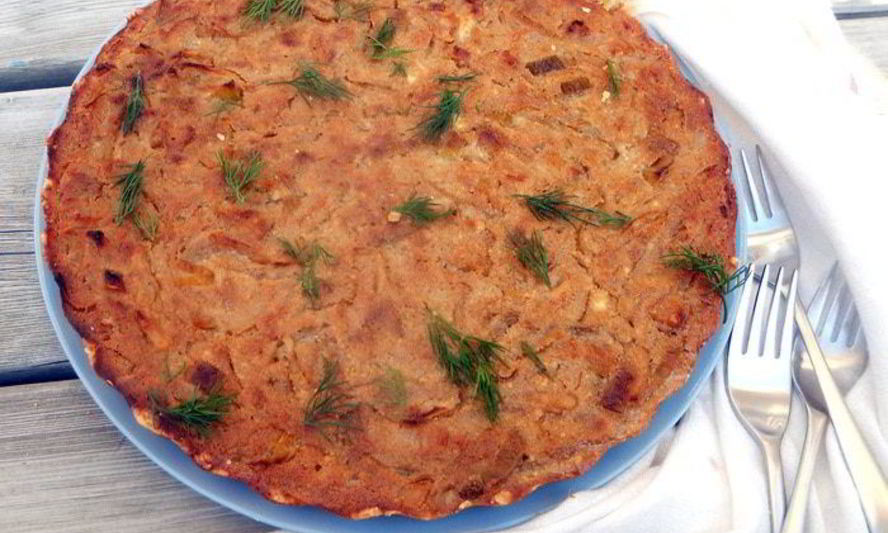 Рецепт тарта с карамелизованным луком и рикоттой