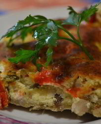 Тарт с курицей, грибами и сладким перцем