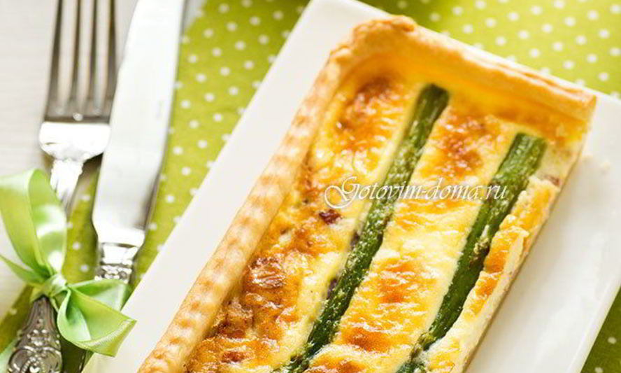 Рецепт тарта со спаржей и беконом