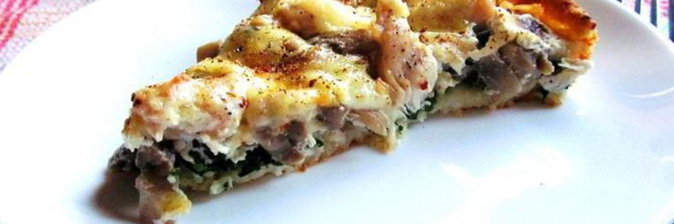 Тарт Взлетная полоса со шпинатом, курицей и грибами