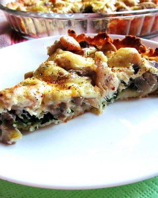 Тарт Взлетная полоса со шпинатом, курицей и грибами