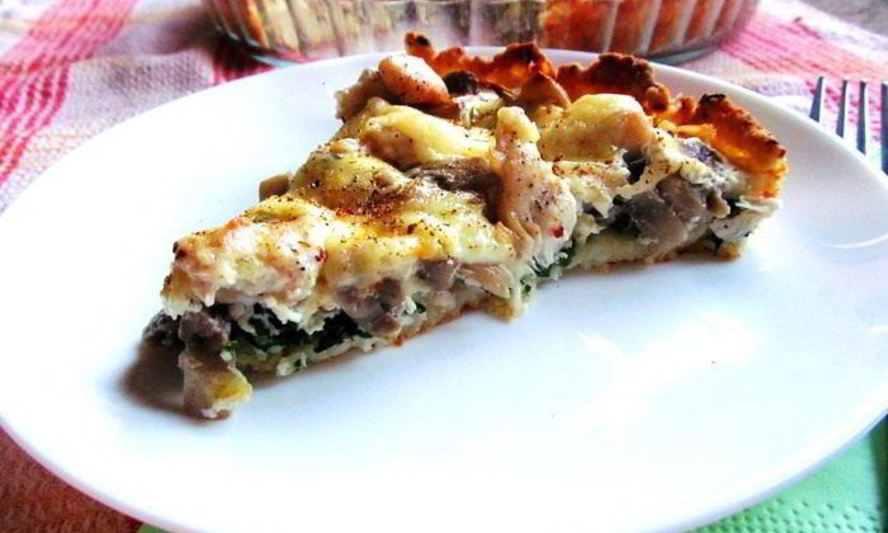 Рецепт тарта взлетная полоса со шпинатом, курицей и грибами