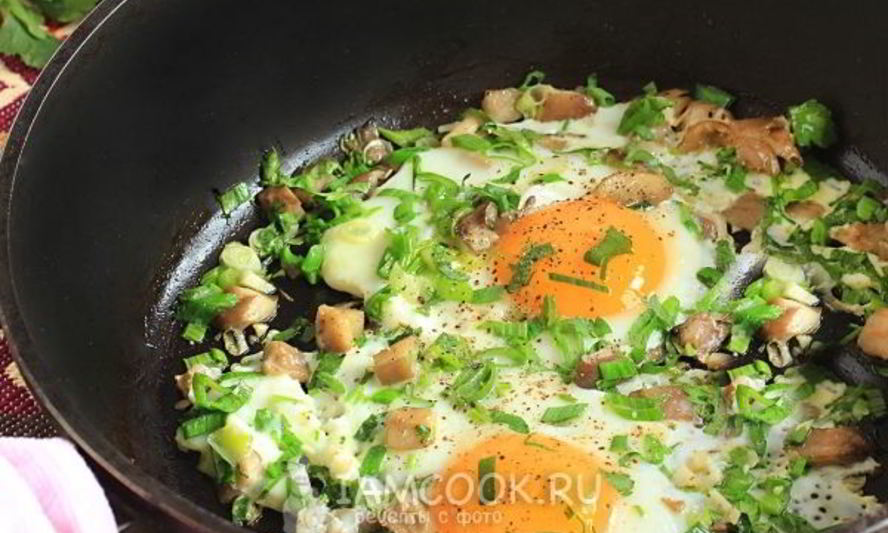 Рецепт яичницы с грибами