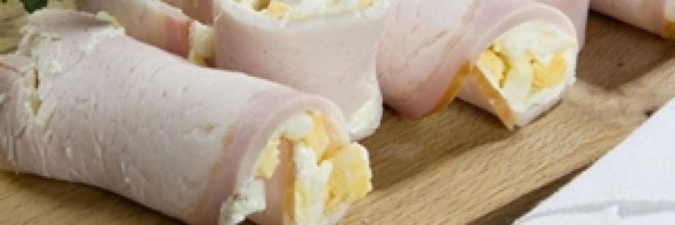 Закуска из ветчины с яйцом и творогом