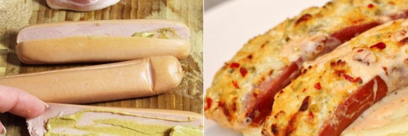 Запеченные в духовке сосиски