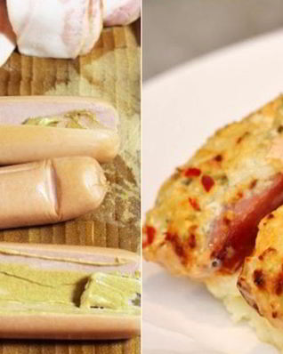 Запеченные в духовке сосиски